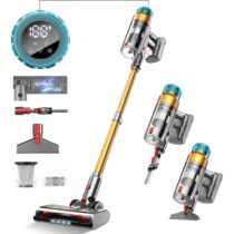 ⭕️Tdyon 55Kpa&600W Aspirapolvere Senza Fili, 55Mins Scopa Elettrica Senza Aspirapolvere Senza Fili Potente, 11 Stadi Filtrati con supporto di ricarica da parete/Schermo OLED Smart, Anti-Avvolgimento