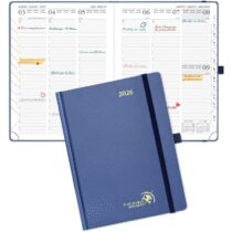 ⭕️POPRUN Agenda 2026 Settimanale Verticale 22 x 16,5 cm, Copertina Rigida, Weekly Planner 2026 con Tag Mensili, Carta Spessa da 100 GSM, Blu Marino
