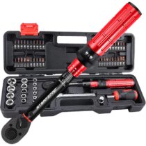 ⭕️ATsafepro 61 Pcs Set Chiave Dinamometrica 1/4" per Bici/Auto/Moto | 3-25 Nm, Cacciaviti Magnetici a Cricchetto Reversibile con Sgancio Rapido | Kit Manutenzione Professionale