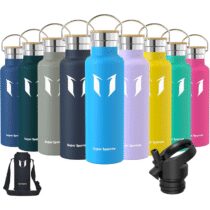 ⭕️Super Sparrow Borraccia Termica - Bottiglia Termica Senza Perdite - 350ml/500ml/620ml/750ml/1L - Senza BPA Borracce Bambini - Per Scuola, Sport, Campeggio, Palestra, Ciclismo - Con 2 Tappi