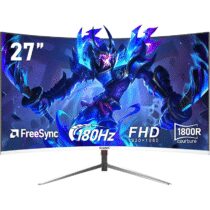 ⭕️Gawfolk 27 pollici 180Hz curvo monitor per computer da gioco, 1800R，FHD 1080P, 98% sRGB, 1ms，FreeSync，178 ° grandangolo, HDR, VESA100*100MM，HDMI/DisplayPort-bianco…