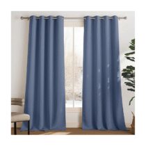 ⭕️PONY DANCE Tenda Oscurante ad Anelli per Camera da Letto Tende Termiche Isolanti per Interni Decorazioni Curtains per Soggiorno Moderne 2 Pezzi L 140 x A 240 cm, Blu Foschia