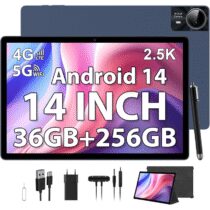 ⭕️PIXPEAK 2.5K Tablet 14 pollici, 4G Lte/5G WiFi, INCELL 2240 x 1400, 11580mAh, 36GB RAM, 256GB ROM (Estensione 2TB), Android 14, Octa-Core, 13MP+8MP, tablet in offerta con Custodia/GPS/Bluet (Blu)