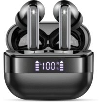 ⭕️Cuffie Bluetooth 5.4, Auricolari Bluetooth con 3D Bass Hifi Stereo, 48 Ore Cuffie Wireless 4 ENC Mics Cancellazione Rumore, Cuffiette Bluetooth IP7 Impermeabile Cuffie Senza Fili con LED Display USB-C