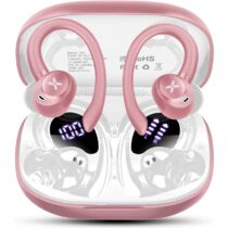 ⭕️Cuffie Bluetooth Sport，Auricolari Bluetooth 5.4 Sport Con Stereo Hifi, 50 Ore Cuffie Wireless Con 4 ENC Cancellazione Rumore Mic, IP7 Impermeabile, USB-C, Cuffiette Bluetooth Con LED Display,Oro rosa